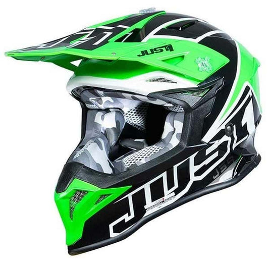 JUST 1 - J39 THRUSTER HELMET - BLACK/WHITE/GREEN